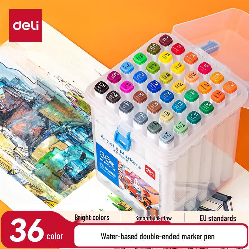 Deli Dual-Tip Water-Based Marker Pen Set
