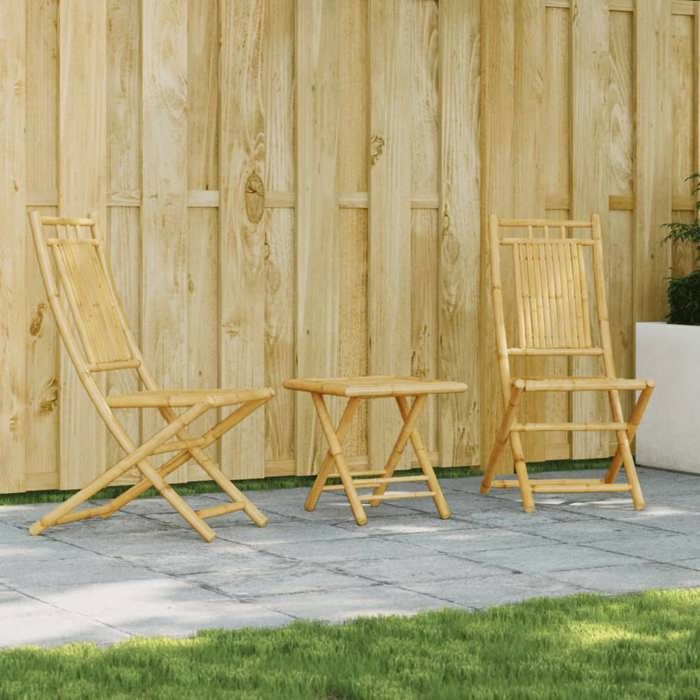 VidaXL Ensemble de bistro 3 pcs bambou, ensemble de bistro de jardin, ensemble de balcon, ensemble de meubles d'extérieur 3278522