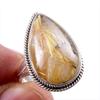 Natural Golden Rutile Gemstone 925 Solid Sterling Silver Jewelry Ring S.8 R9V55