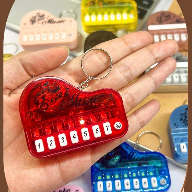 Playable Miniature Piano Keychain Toy For Children Portable Musical Instrument With LED Light Safe Plastic Design