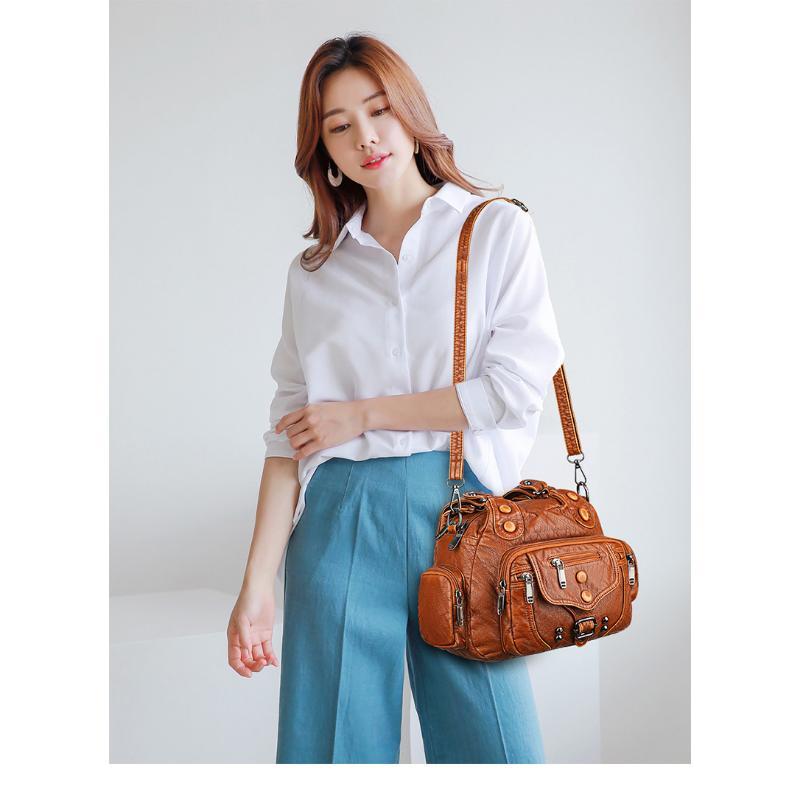 Vintage Fashion Versatile Handheld Big Bag Handheld Bag Single Shoulder Oblique Straddle Women's Bag Washable Mom's Bag