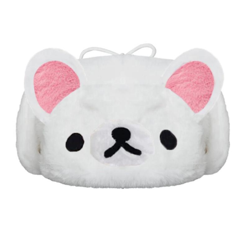 Зимняя теплая плюшевая шапка с изображением медведя белого коричневого цвета