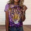 Summer Round Neck 3D Tiger Printed Top Fashionable Casual Short Sleeved Women's T-shirts