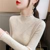 Autumn and Winter Semi High Neck Sweater with Women's Organza Top As Base Korean Version Slim Fit Knit Sweater