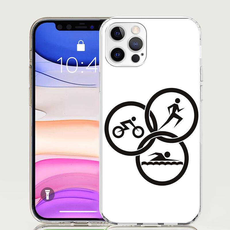 Чехол для телефона с триатлоном (плавание, велосипед, бег) для iPhone 11 12 13 Mini 14 15 Plus 17 Air 16 Pro Max 16E 7 8 SE Арт Персонализированный Coque Capa Ca