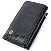 Women's Tri-fold Wallet Made of Patent Leather Textured Genuine Leather ST Leather 22707 Black