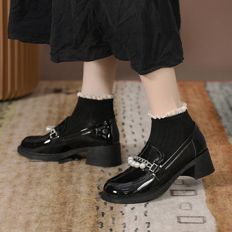 Весенняя обувь, женские повседневные лоферы в британском стиле на толстой подошве в студенческом стиле, модная обувь из натуральной кожи для девочек