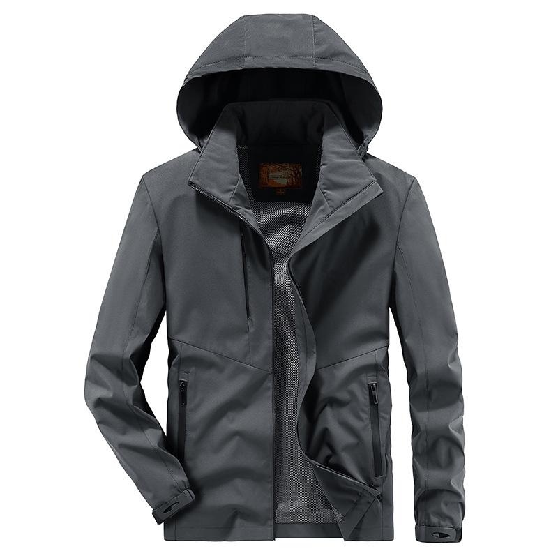 Autumn Men's Outdoor Casual Men's Large Size Hooded Jacket Top Men's Single Layer Jacket
