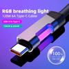 RGB кабель для быстрой зарядки 120 Вт 6 А, зарядный кабель USB Type-C, RGB подсветка
