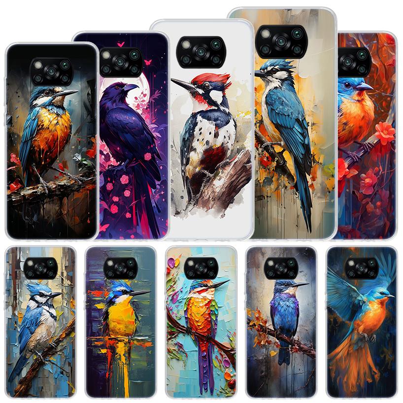Animal Oil Painting Bird Soft Case For Xiaomi Poco X7 X6 X5 X4 X3 Nfc F7 Ultra F6 F5 Pro Phone Cover F4 Gt F3 M5S M4 M3 M5 M6 Co
