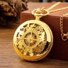 Steampunk Vintage Arabic Numerals Quartz Pocket Watch Necklace Chain Pendant Clock for Mens Women
