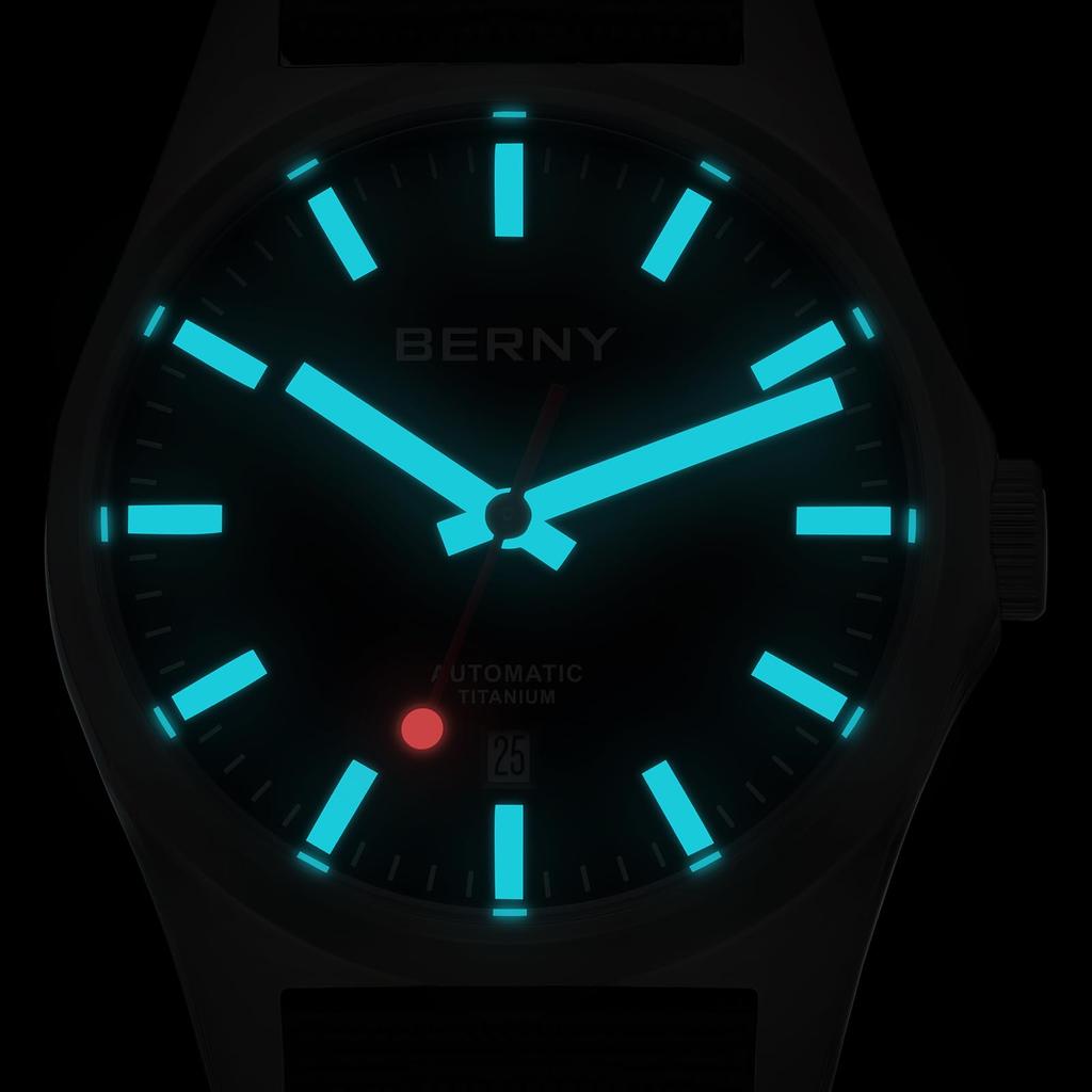 Часы BERNY Titanium, механические, автоматические, железнодорожные, водонепроницаемые, с календарем, дополненной реальностью, сапфировое стекло