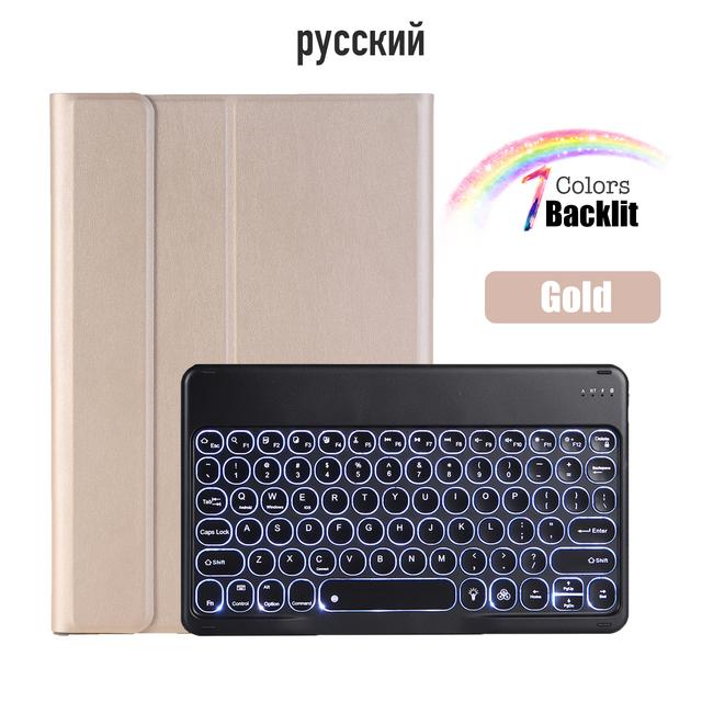 Для Huawei MediaPad M5 Lite T5 C5 10,1 с подсветкой, беспроводной Bluetooth, круглый чехол-клавиатура для Honor Pad 5, кожаный чехол для планшета