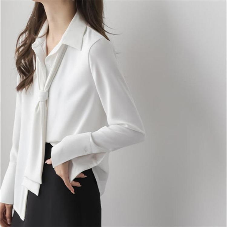 Blusa Mujer Moda Verano Elegante Blusa Femenina Manga Larga Top Chic Blanco