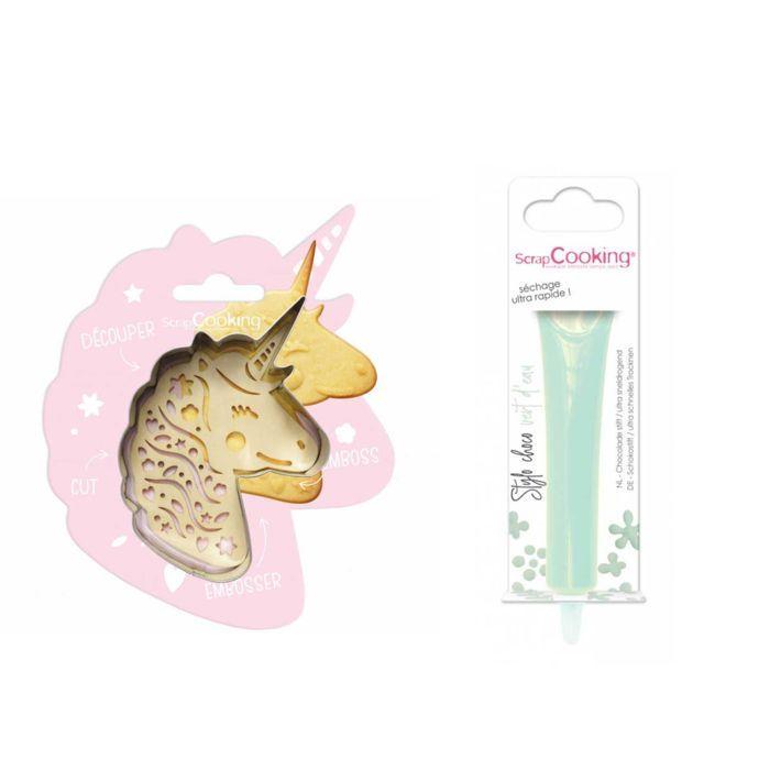 Unicorn Embossed Cookie Kit + Water Green Chocolate Pen