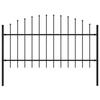 VidaXL Garden Fence with Spear-Shaped Top Steel 181 X 125 Cm Black 144942