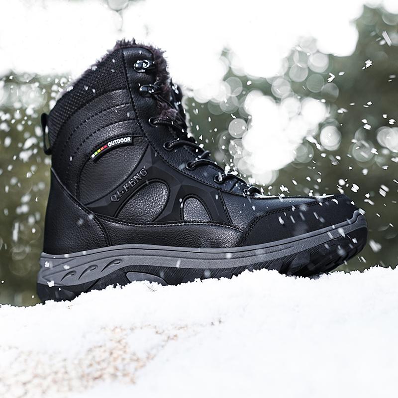 Thick Plush Lined Mens Winter Snow Boots Thick Platform Warm Non Slip Outdoor Waterproof Ankle Boots for Cold Weather Walking