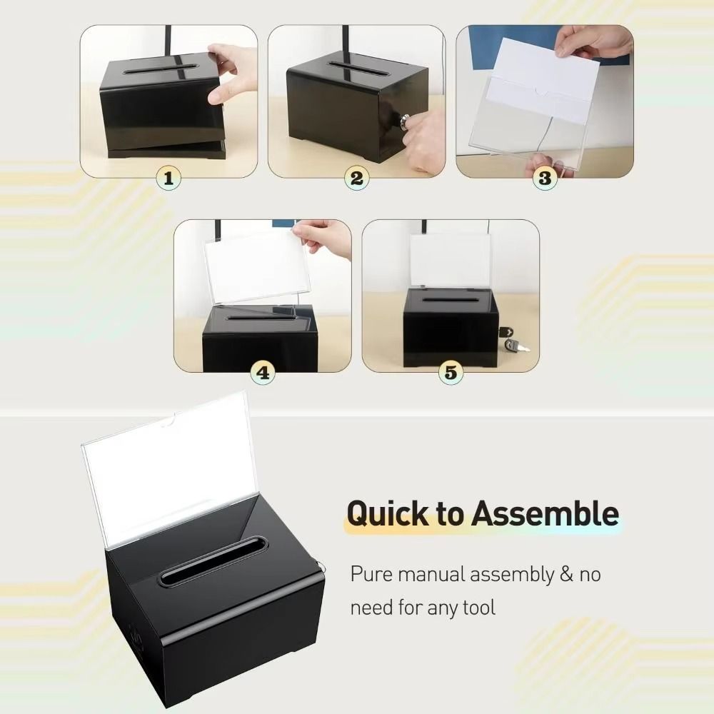 With Lock Portable Ballot Box Voting Charity Suggestion Box Acrylic Donation Box Voting Case