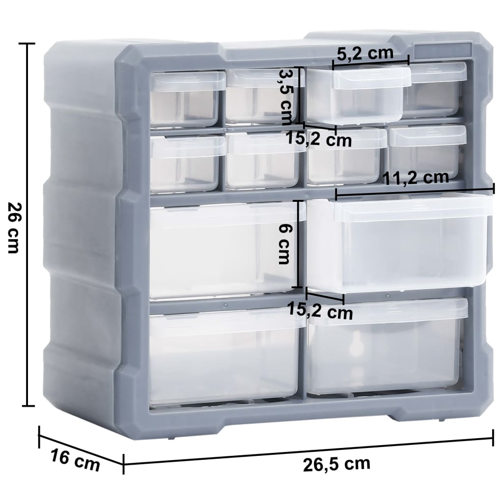 Vidaxl Organizery Z 12 Szufladkami, 2 Szt, 26,5X16X26 Cm
