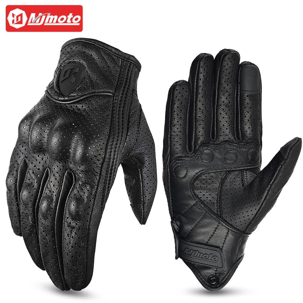 Retro Motorcycle Riding Gloves Leather Accessories Wear-resistant Motocross Knuckle Guard Finger Moto Crycling Glove gp for Men