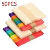 50 Pcs/Lot Ice Cream Woodenstick Stickwooden Strip Colorful Wooden Board Pieces Kindergarten Handmade Materials DIY