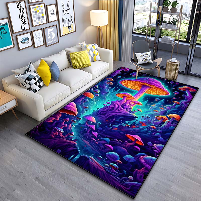 Psychedelic Mushrooms Pattern Floor Mat Carpet 15 Size Living Room Bedroom Bedside Bathroom Floor Mat Area Rug Club Home Decor