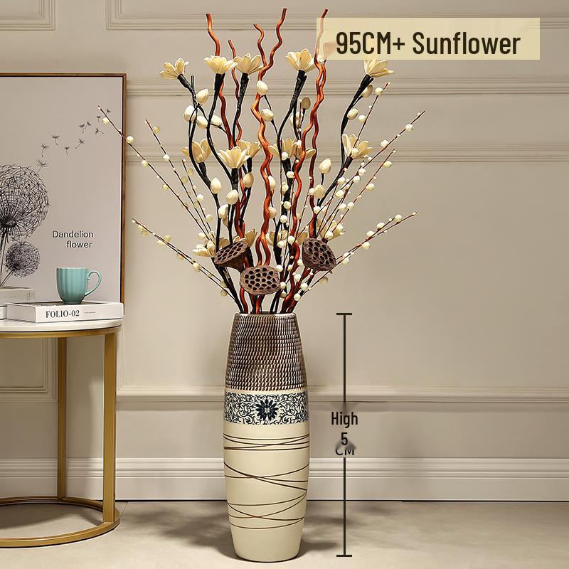 Большая европейско-китайская керамическая напольная ваза для дома и гостиной, цветочный декор