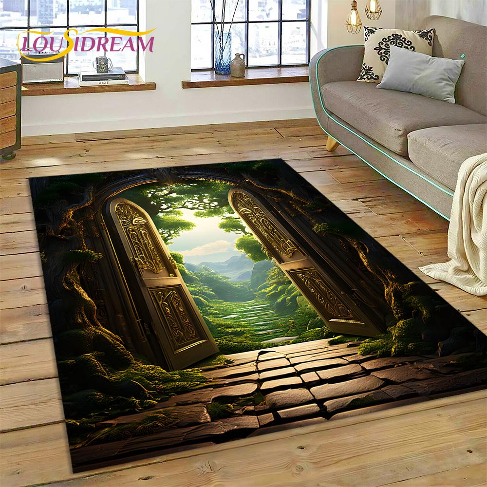 3D Ковер-иллюзия Ворота Храма Бога для Гостиной, Спальни, Дома, Декор Дивана, Ковер для Игровой Зоны Детей, Нескользящий Коврик