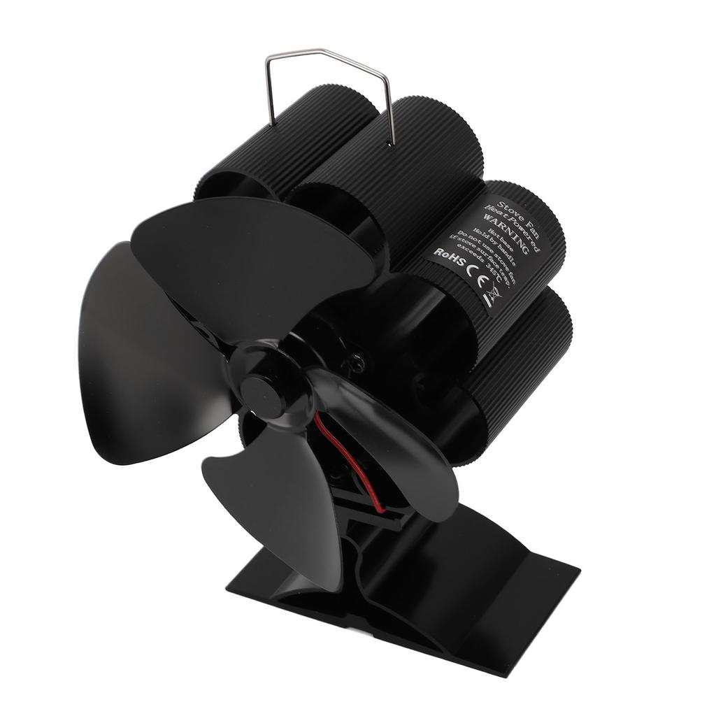 Вентилятор для дровяной печи с 4 лопастями из анодированного алюминиевого сплава, тихий и эффективный вентилятор для камина с питанием от тепла и магнитом