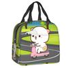 Mochi Cat Chef Peach Insulated Lunch Bag for Outdoor Picnic Peach And Goma Resuable Thermal Cooler Lunch Box Women Children