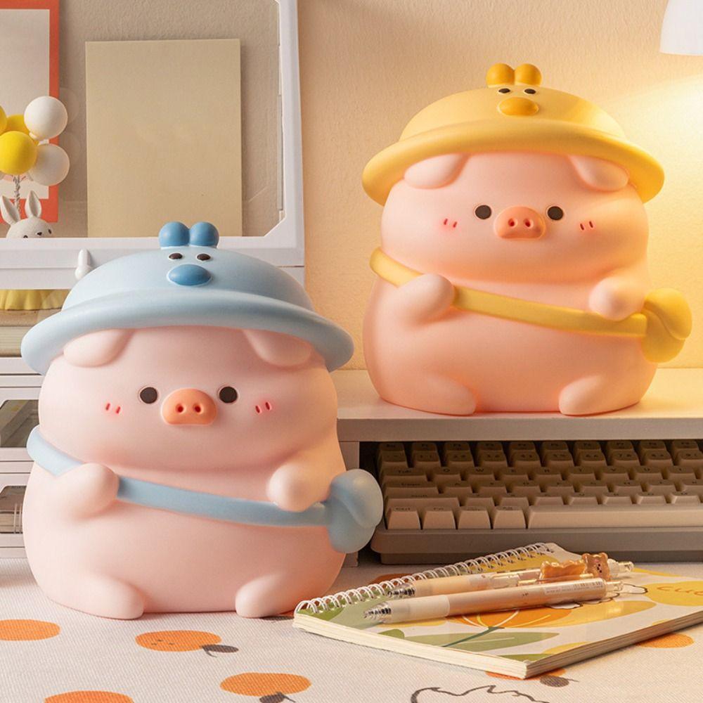 Cute Pig Coin Savings Tank Anti-fall Kids Storage Box Decorative Cartoon Coin Tank Ornament