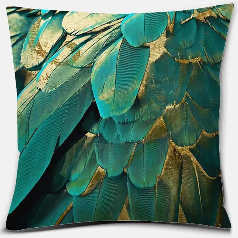 Peacock Feather Pattern Pillowcase Interior Decoration Office Living Room Home Pillowcase