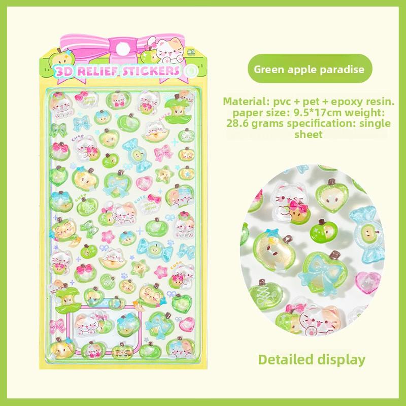 1 sticker per pack Sweet Candy Party Series 3D embossed stickers Kids' rocking toy Fruit stickers for hand-made journals