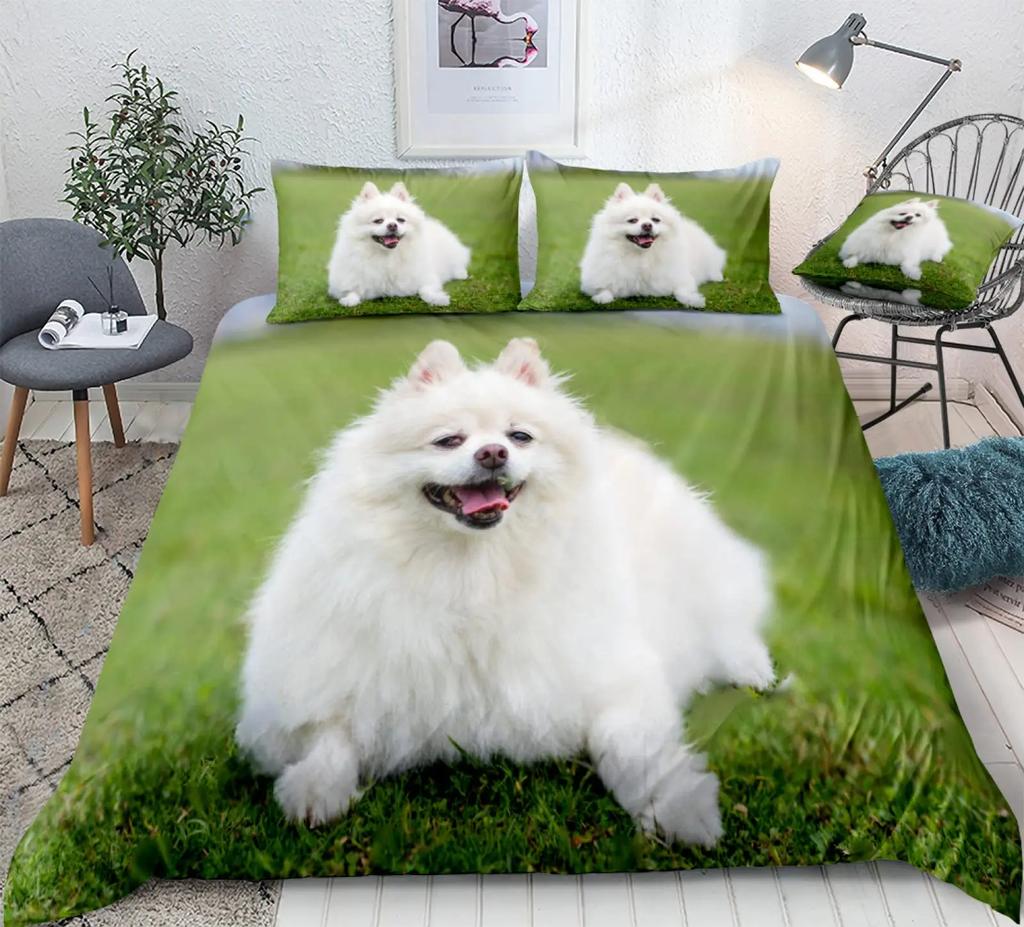 Samoyed Dog Duvet Cover King Queen Size Lovely Smile Pet Puppy Bedding Set Adults Women Cute White Animal Polyester Quilt Cover