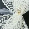 2Pcs Lace Bowknot Curtain Tiebacks, Bow Curtain Holdbacks with Pearls, Decorative Curtain Ties for Home Office Living Room Bedroom Wedding Party Decor
