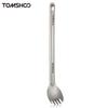 TOMSHOO Титановая длинная ручка Spork для улицы, портативная матовая отделка, столовые приборы для ужина, кемпинга, рюкзака, пикника