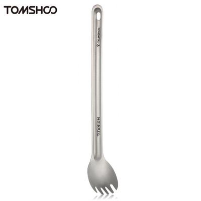 TOMSHOO Титановая длинная ручка Spork для улицы, портативная матовая отделка, столовые приборы для ужина, кемпинга, рюкзака, пикника