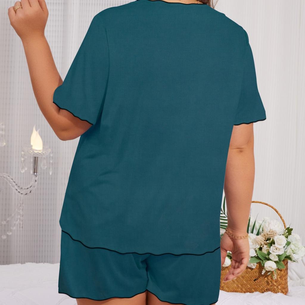 Summer Pajamas Women's Solid Colour Short-sleeved Shorts Plus Size Homewear Suit