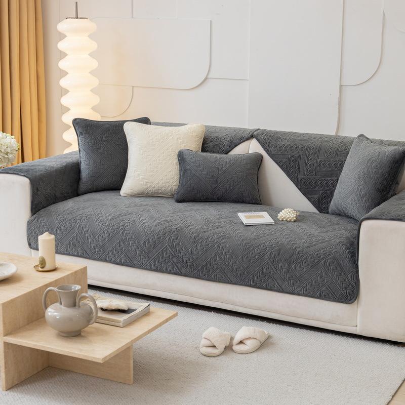 Winter Plush Sofa Cushion Non-Slip Thickened Autumn And Winter New Seat Cushion White Leather Sofa Cover Cover Cloth Towel