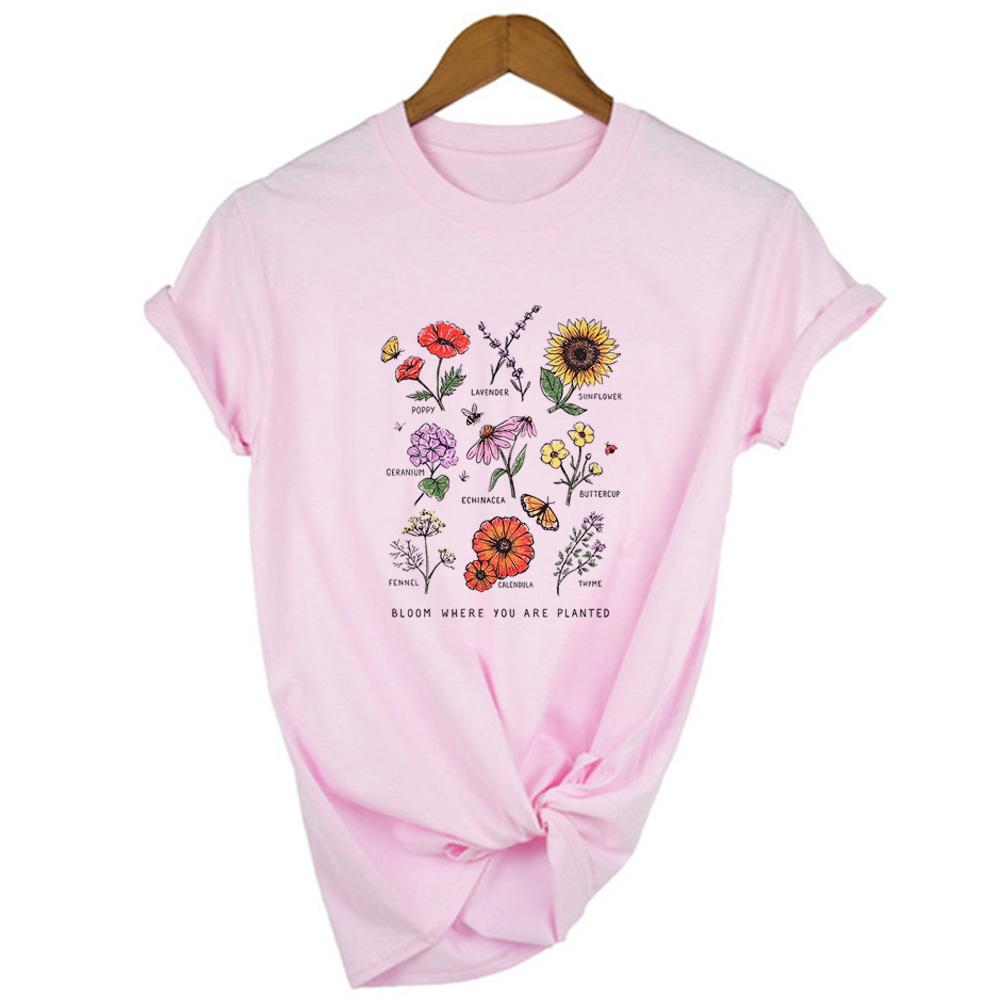 Bloom Where You Are Planted T Shirt Sunflower Aesthetic Women T Shirt Tees Ulzzang Tops Graphic