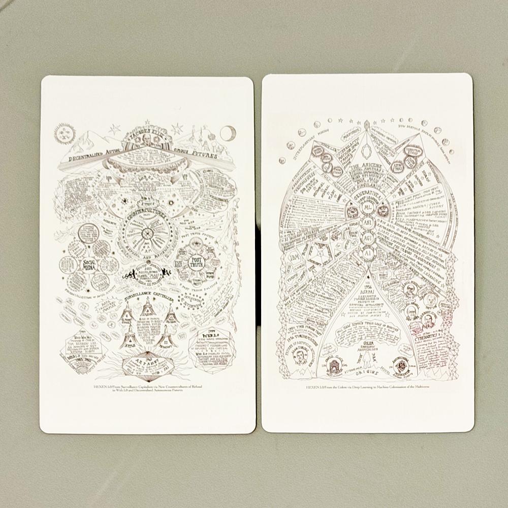 Таро HEXEN 5.0, 78 карт Таро, основанных на алхимическом искусстве, техно-духовности и климатическом кризисе, 12*7 см, с двойным тиснением