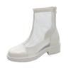 Fashion Mesh Hollow Chelsea Short Boots Women Summer Thin Section Breathable Thick Heel 6 Boots Female High Top Sandals Casual Shoe