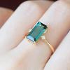 Кольцо-багет с зеленым сапфиром, серебряное кольцо-коктейль с бриллиантами, свадебное кольцо, длинное кольцо с сапфиром для помолвки, юбилейное кольцо, ювелирный подарок для нее