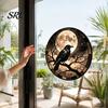 Outdoor Glass Stickers Halloween Raven Moon Static Sticker, Removable Window Decals, Vintage Party Supplies Crow PVC Waterproof Cling for Home & Store