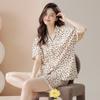 Spring and Summer Pure Cotton Short-sleeved Pajamas Women's Pull-up Pure Cotton Thin Leopard Print Home Wear Set