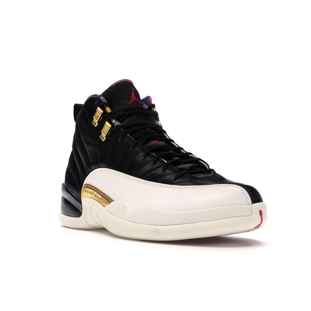 Air Jordan 12 Retro Chinese New Year 2019 Men Sneakers Black Sail-Metallic-Gold-True-Red CI2977-006