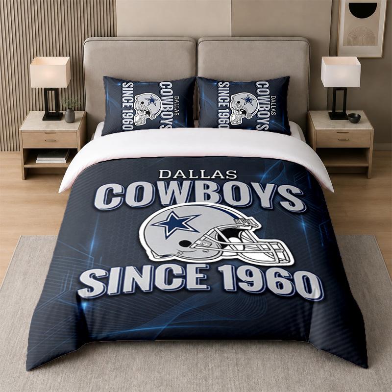3Pcs Bedding SetDallas Cowboys Soft Bed Sheet and Two Pillowcases Home Bedroom Decor