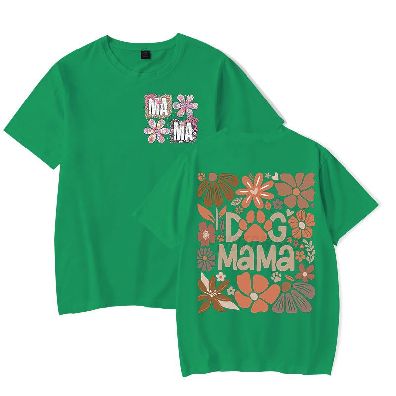 Футболки Dog Mama Fashion Casual Забавный подарок для владельца собаки Футболка с коротким рукавом Цветочный Бохо Винтажный дизайн футболки Женская одежда