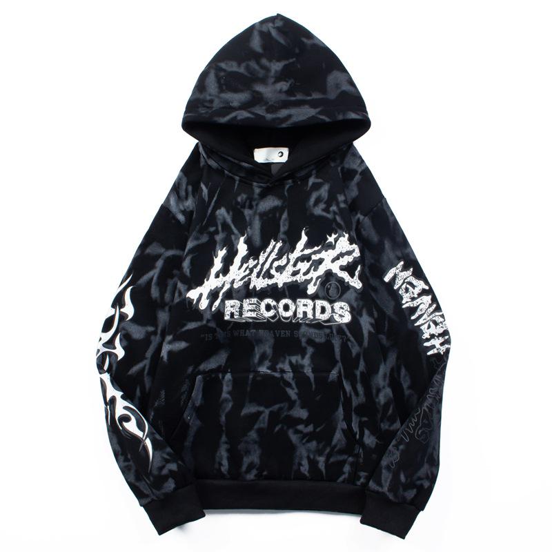 Ретро-худи Hellstars с ручной росписью в стиле граффити - Модный дизайн с эффектом облупившейся краски и окрашиванием в грязевые тона