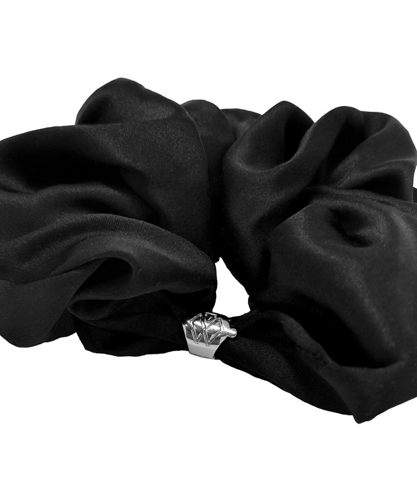 Шелковый scrunchie Aphrose с логотипом в рамке (черный)